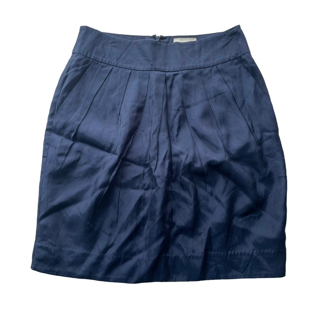 Anthropologie Odille Tulip Pleated mini Skirt Navy Blue Size 6 NWT Pockets